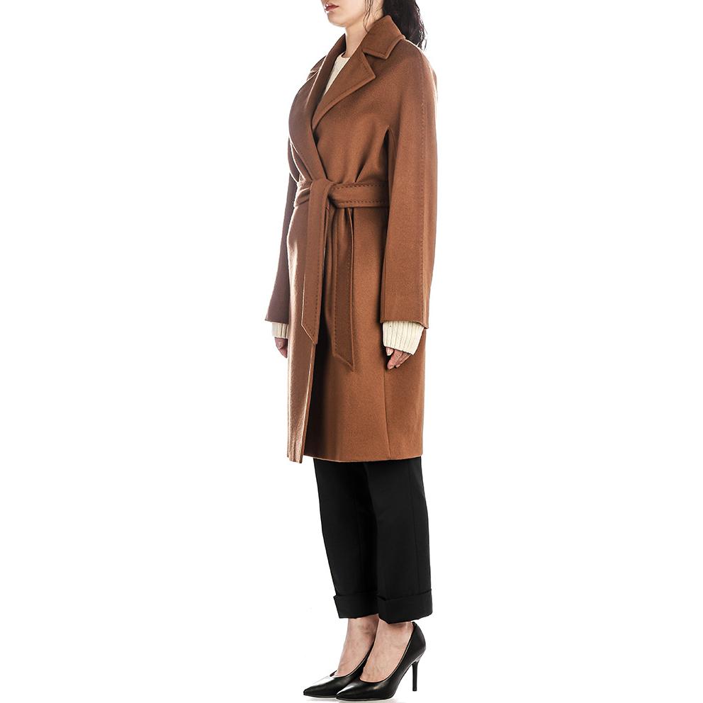 'S Max Mara MaxMara  Belted Long Coat in Solid Red-Brown Color 2416011091600-018 圖 4