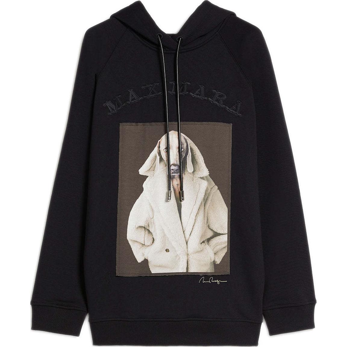 'S Max Mara MaxMara  Black Animal Print Hoodie - Loose Fit Long Sleeve 2319260139600-004