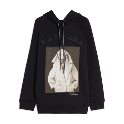 'S Max Mara MaxMara Black Animal Print Hoodie - Loose Fit Long Sleeve 2319260139600-004