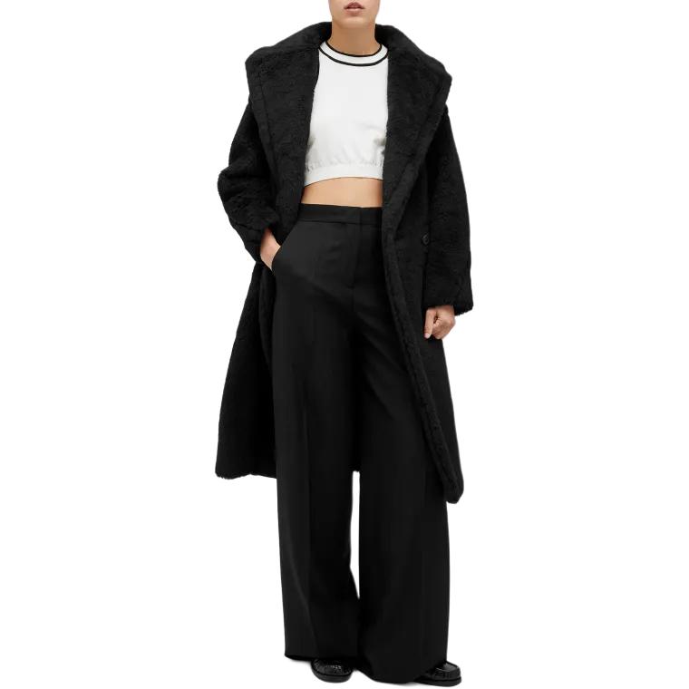'S Max Mara MaxMara  Black Double-Breasted Long Coat with Collar and Long Sleeves 2421016042600-008 圖 3