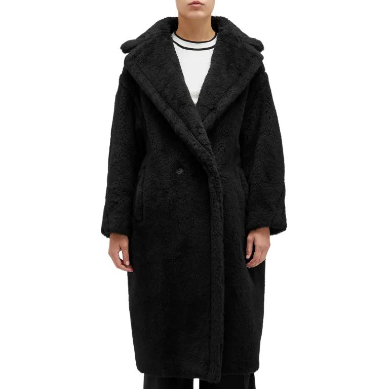 'S Max Mara MaxMara  Black Double-Breasted Long Coat with Collar and Long Sleeves 2421016042600-008 圖 4