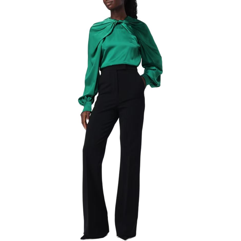 Shop 'S Max Mara MaxMara  Black Solid Knit Zip Straight-Leg Casual Pants 2421786011600-001