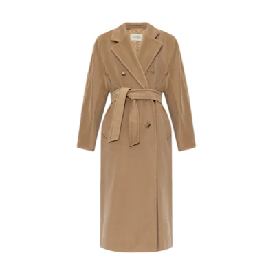 'S Max Mara MaxMara Brown Double-Breasted Mid-Length Trench Coat with Belt. 2421018011-001