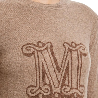 'S Max Mara MaxMara Brown Letter Print Crewneck Long-Sleeve Sweater Pullover 1366213306-015 Purchase 'S Max Mara MaxMara Brown Letter Print Crewneck Long-Sleeve Sweater Pullover 1366213306-015