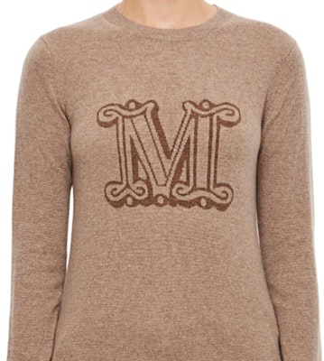 'S Max Mara MaxMara Brown Letter Print Crewneck Long-Sleeve Sweater Pullover 1366213306-015 Sizing 'S Max Mara MaxMara Brown Letter Print Crewneck Long-Sleeve Sweater Pullover 1366213306-015