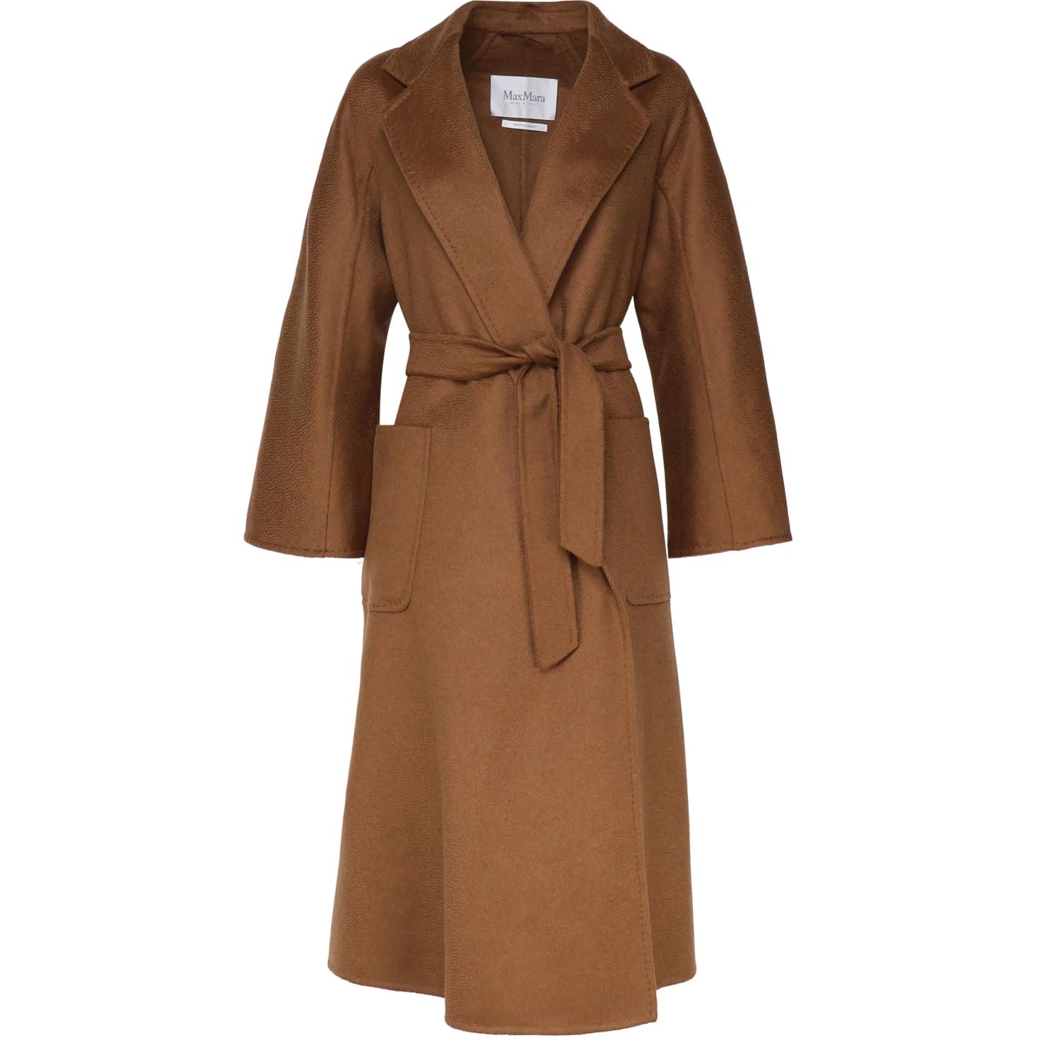 'S Max Mara MaxMara  Brown Long Belted Coat with Lapel and Long Sleeves 2421016051600-003