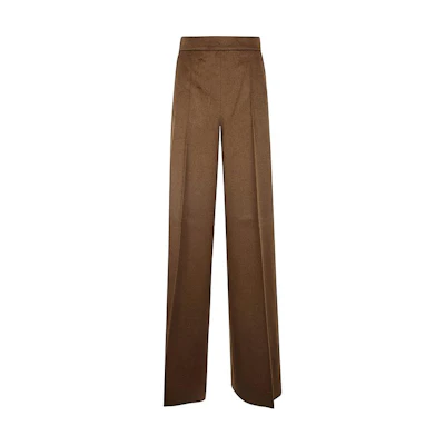 'S Max Mara MaxMara High-Waist Zipper Loose Wide-Leg Casual Pants Brown 2421136393600-036