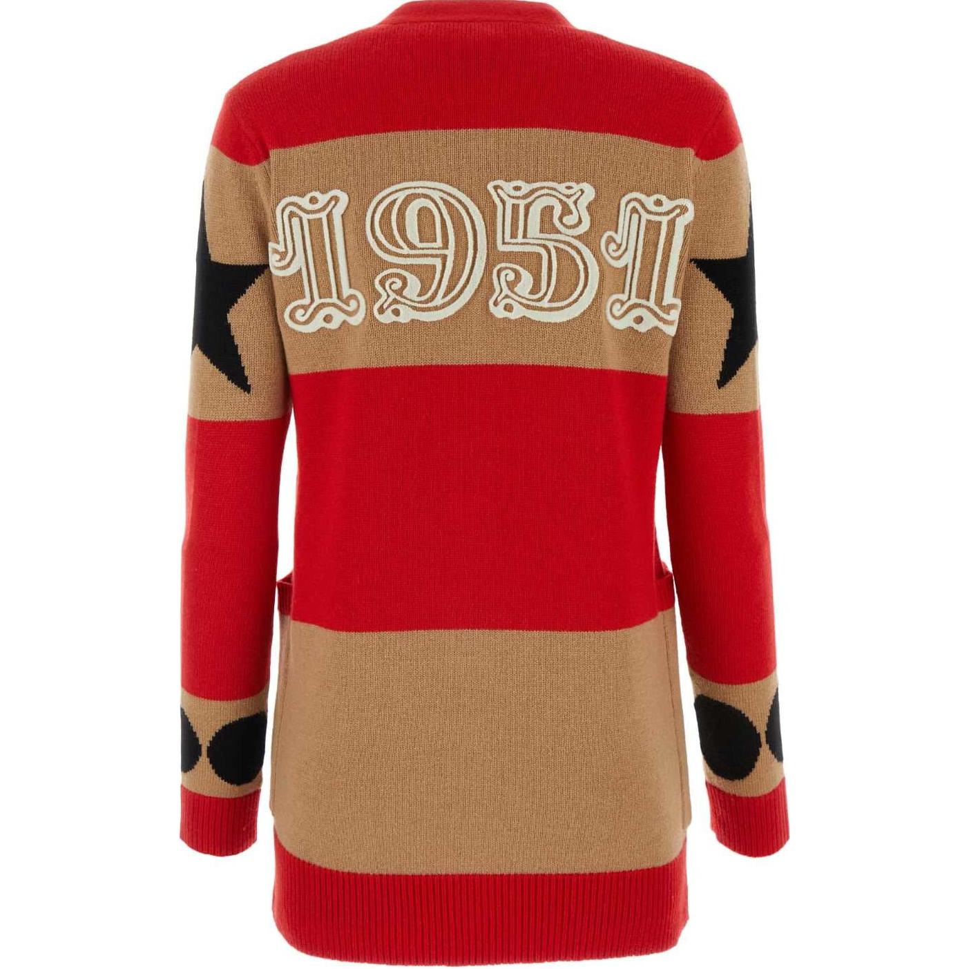 Lookbook 'S Max Mara MaxMara  Red V-Neck Striped Button-Up Knit Cardigan Sweater 2421346031600-012