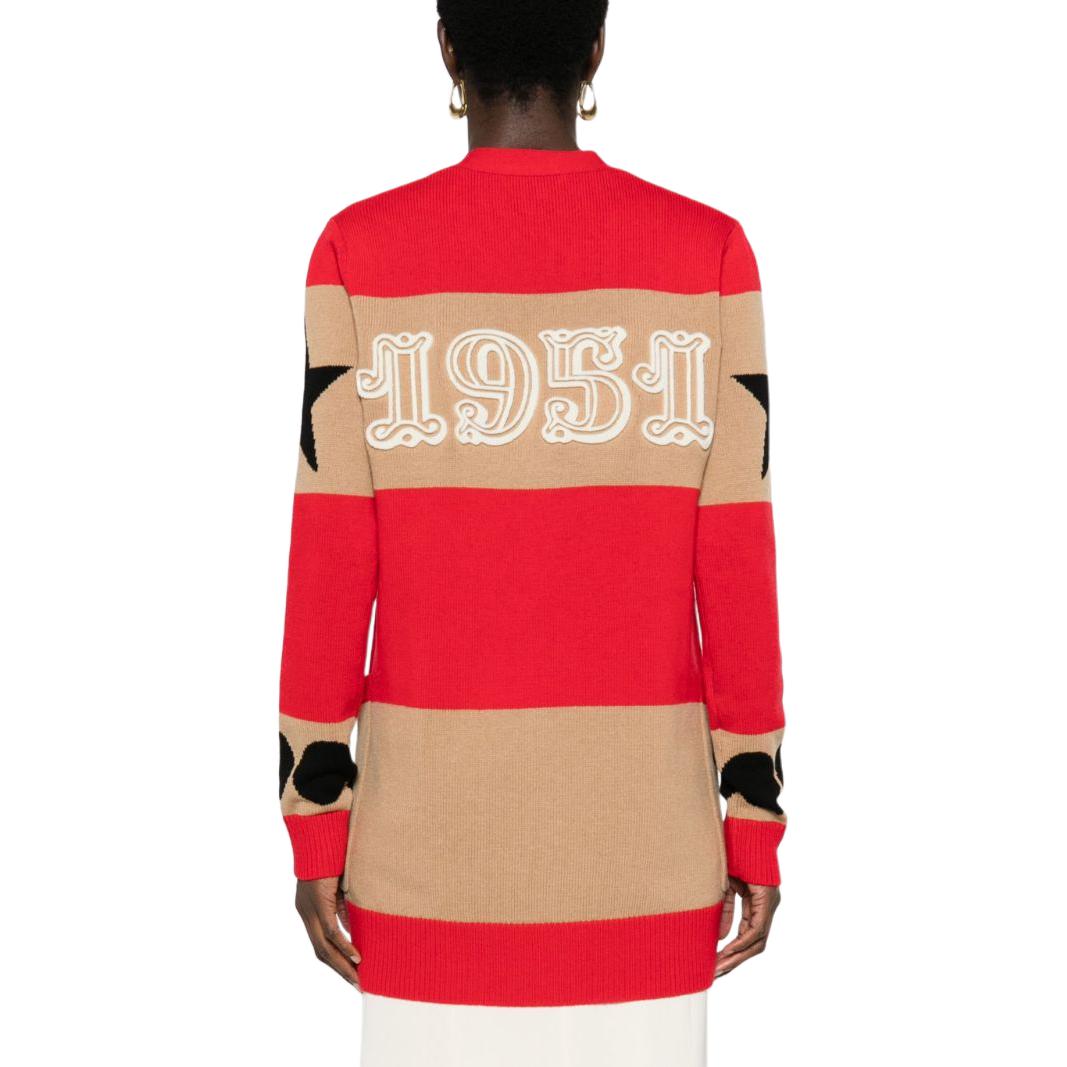 Purchase 'S Max Mara MaxMara  Red V-Neck Striped Button-Up Knit Cardigan Sweater 2421346031600-012