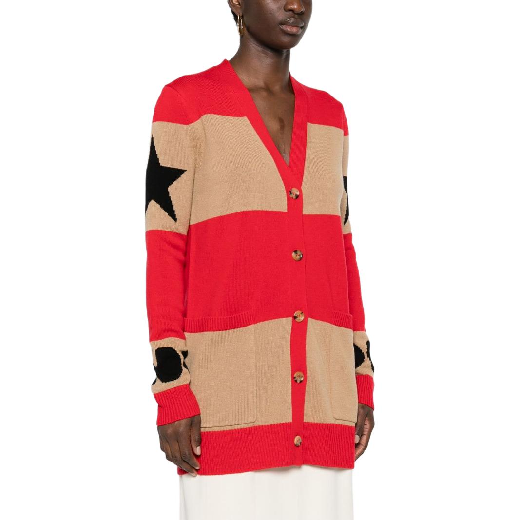 Details for 'S Max Mara MaxMara  Red V-Neck Striped Button-Up Knit Cardigan Sweater 2421346031600-012