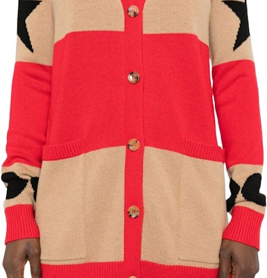 'S Max Mara MaxMara Red V-Neck Striped Button-Up Knit Cardigan Sweater 2421346031600-012 Sizing 'S Max Mara MaxMara Red V-Neck Striped Button-Up Knit Cardigan Sweater 2421346031600-012