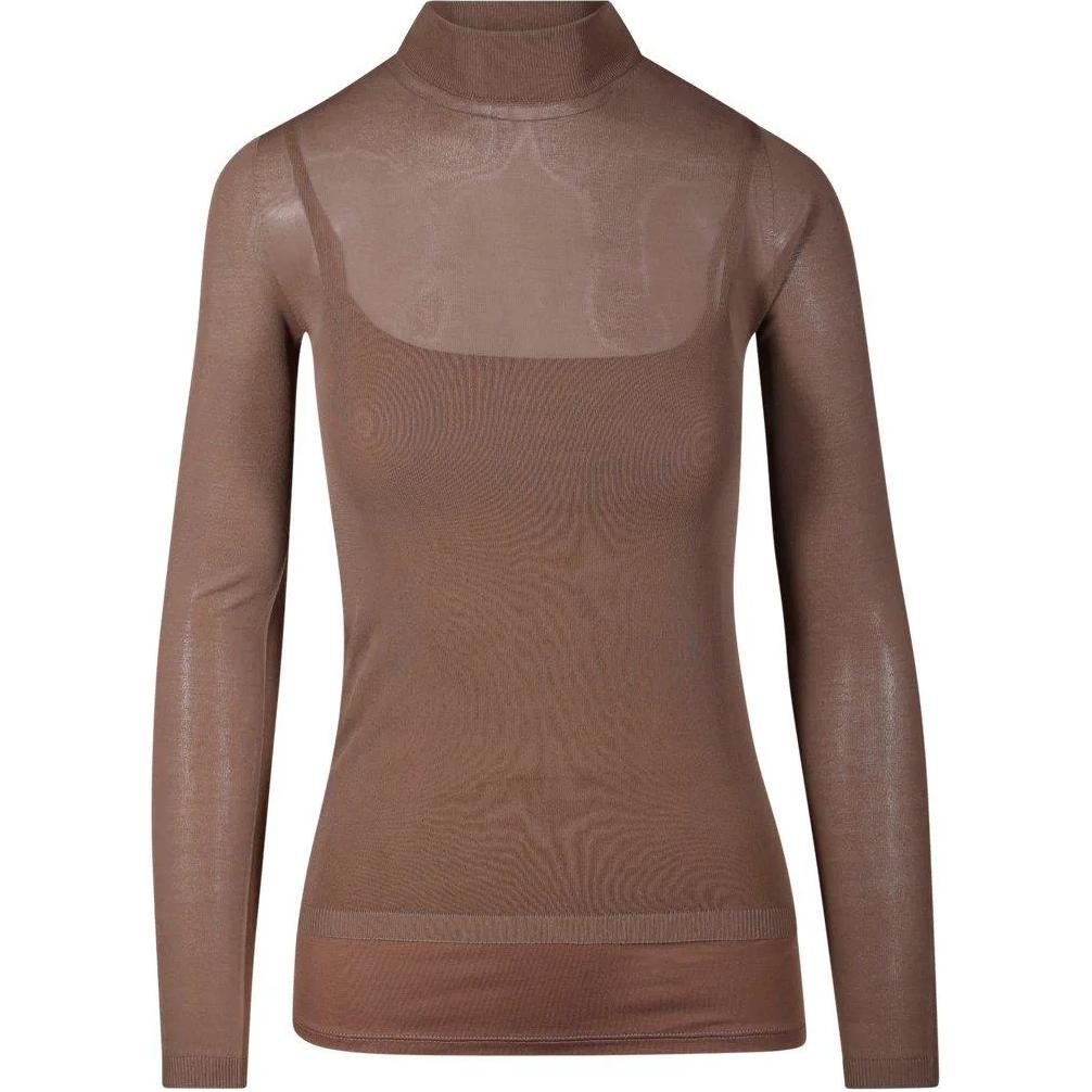 'S Max Mara MaxMara  Slim Fit Long Sleeve Turtleneck Tee Light Brown. 2411381011600-002