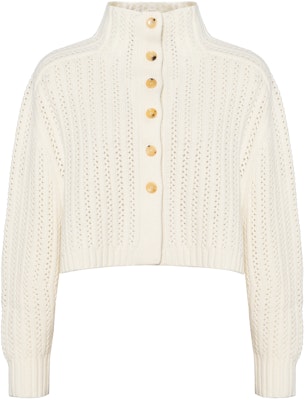 'S Max Mara MaxMara Solid Color High Neck Loose Knit Cardigan Sweater Beige 2421366021600-001 Buy 'S Max Mara MaxMara Solid Color High Neck Loose Knit Cardigan Sweater Beige 2421366021600-001