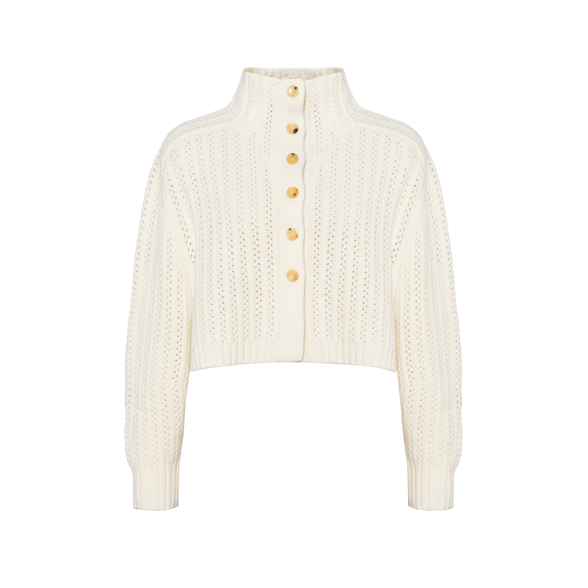 Order 'S Max Mara MaxMara  Solid Color High Neck Loose Knit Cardigan Sweater Beige 2421366021600-001