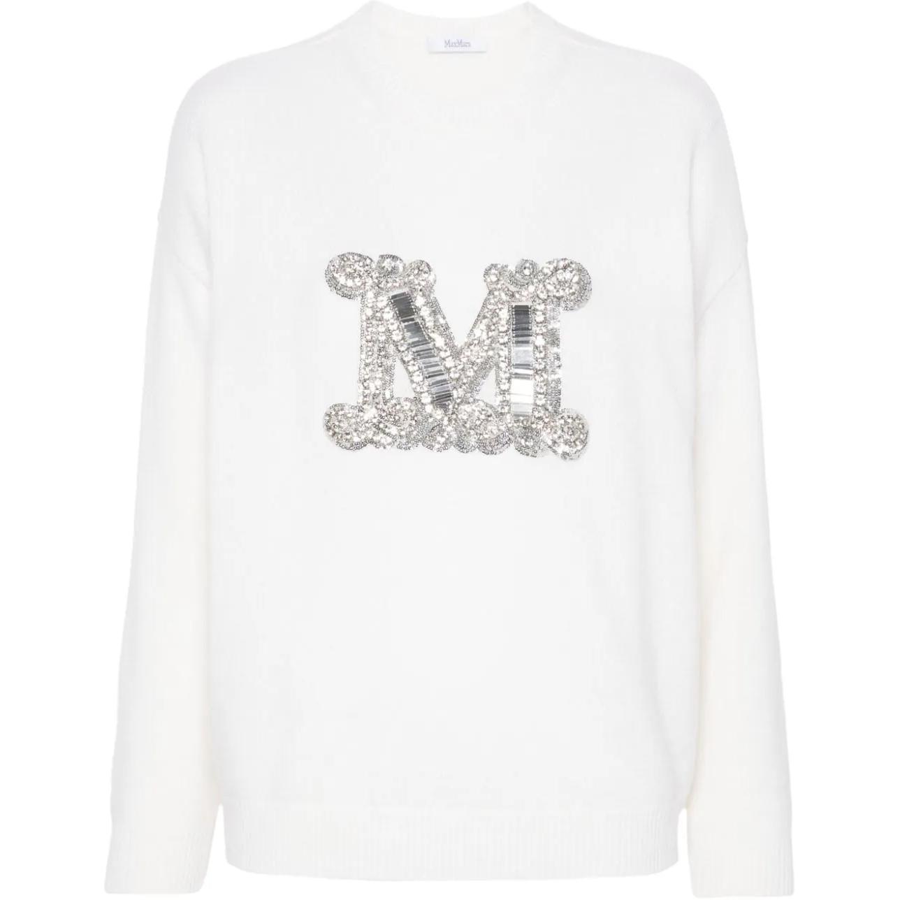 Order 'S Max Mara MaxMara  White Crewneck Sweatshirt with Letter Pendant Detail. 1366234206043-VICOLO