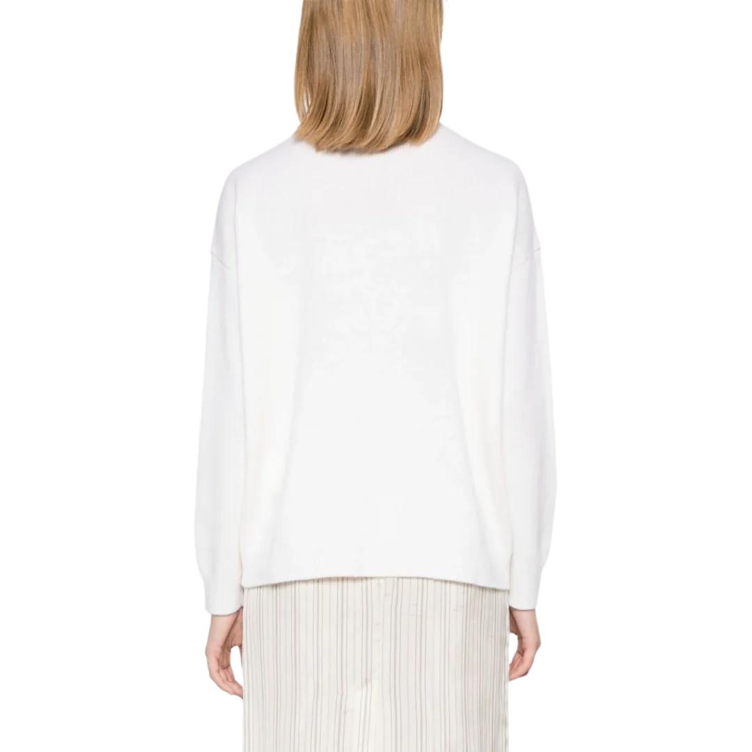 Shop 'S Max Mara MaxMara  White Crewneck Sweatshirt with Letter Pendant Detail. 1366234206043-VICOLO