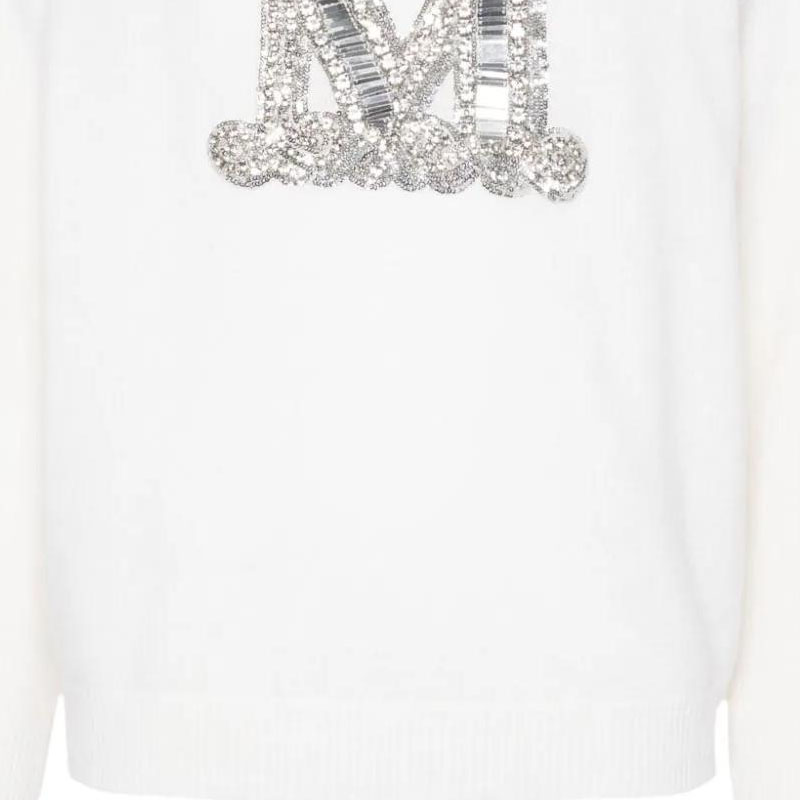 Sizing 'S Max Mara MaxMara  White Crewneck Sweatshirt with Letter Pendant Detail. 1366234206043-VICOLO
