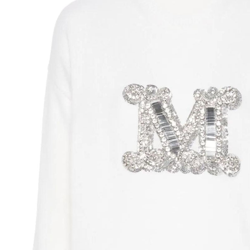 Cheap 'S Max Mara MaxMara  White Crewneck Sweatshirt with Letter Pendant Detail. 1366234206043-VICOLO