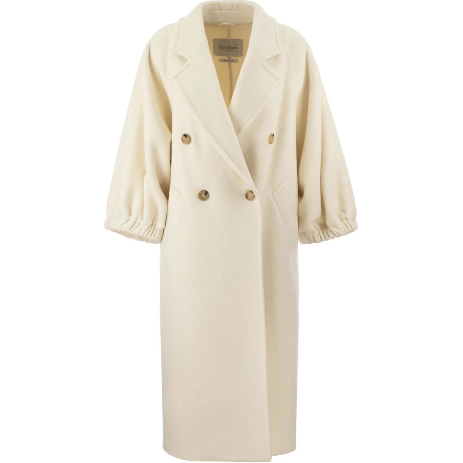 'S Max Mara MaxMara  White Double-Breasted Solid Long Coat with Lapel Collar 2411011021600-001 圖 2