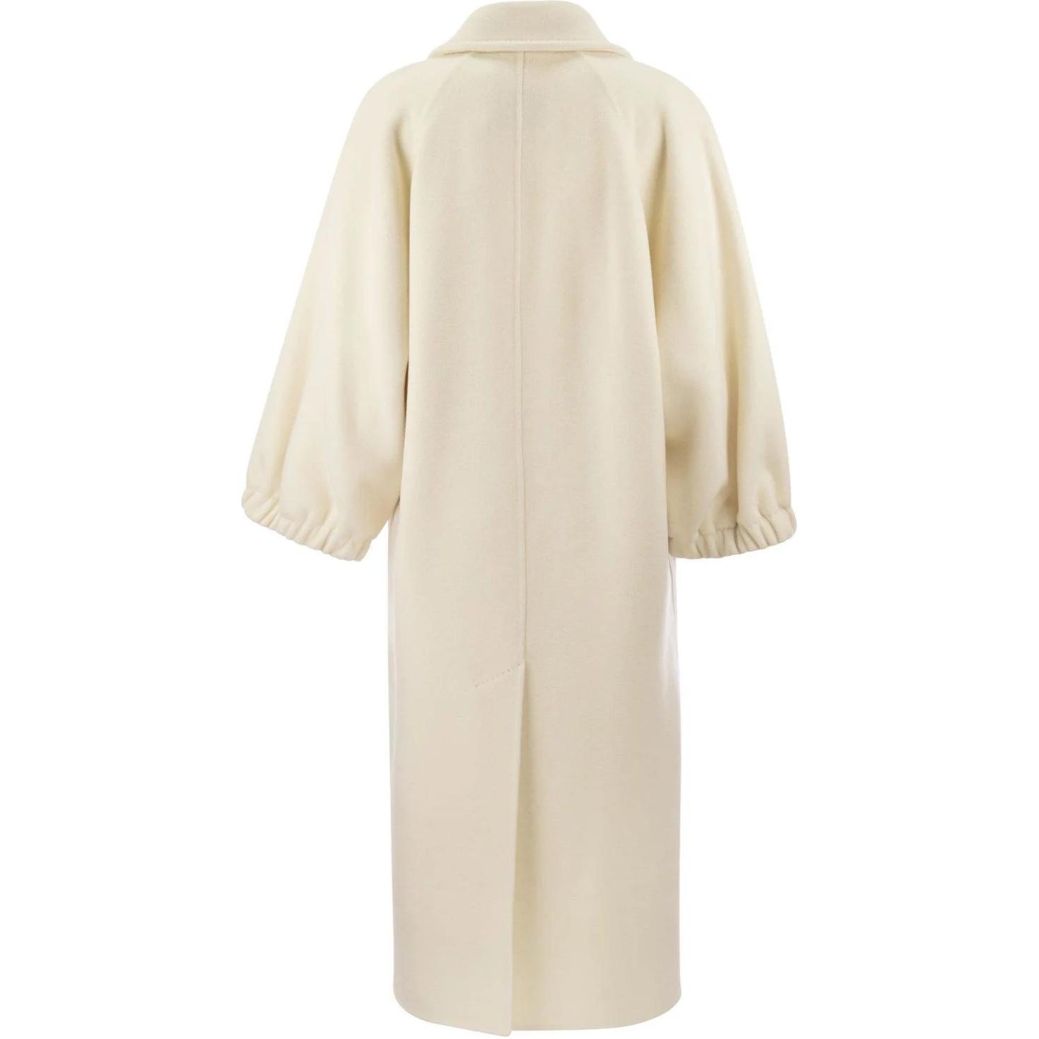 'S Max Mara MaxMara  White Double-Breasted Solid Long Coat with Lapel Collar 2411011021600-001 圖 3