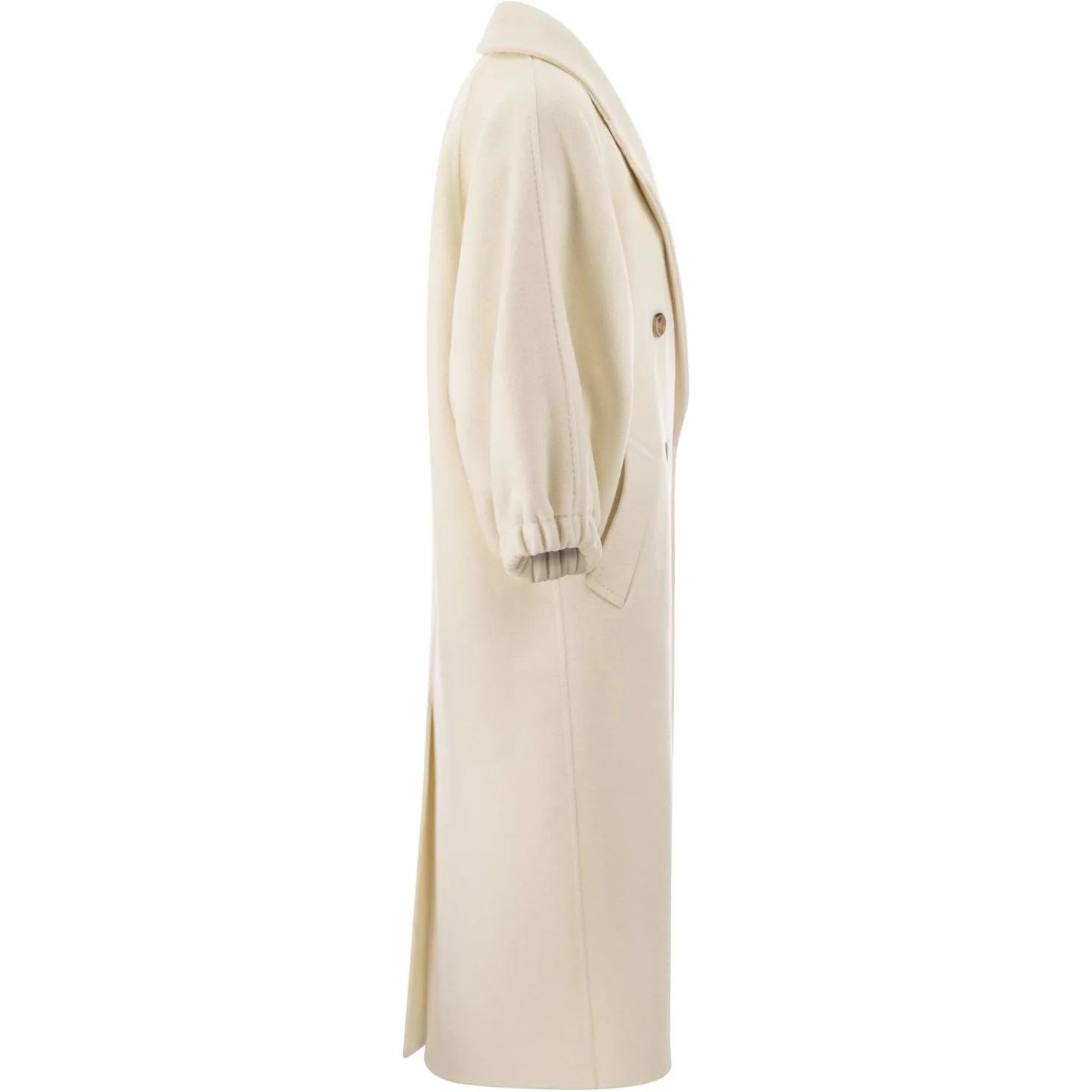 'S Max Mara MaxMara  White Double-Breasted Solid Long Coat with Lapel Collar 2411011021600-001 圖 4