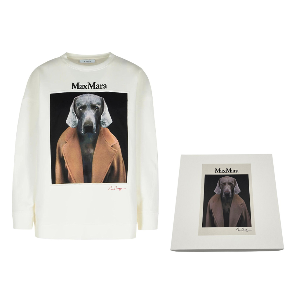 Purchase 'S Max Mara MaxMara  White Logo Letter Animal Print Crewneck Long Sleeve Sweatshirt 2421926011-005