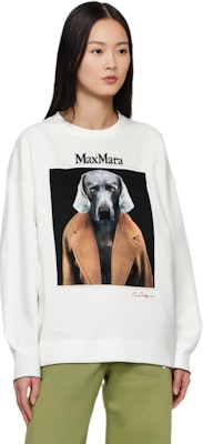 'S Max Mara MaxMara White Logo Letter Animal Print Crewneck Long Sleeve Sweatshirt 2421926011-005 Sizing 'S Max Mara MaxMara White Logo Letter Animal Print Crewneck Long Sleeve Sweatshirt 2421926011-005