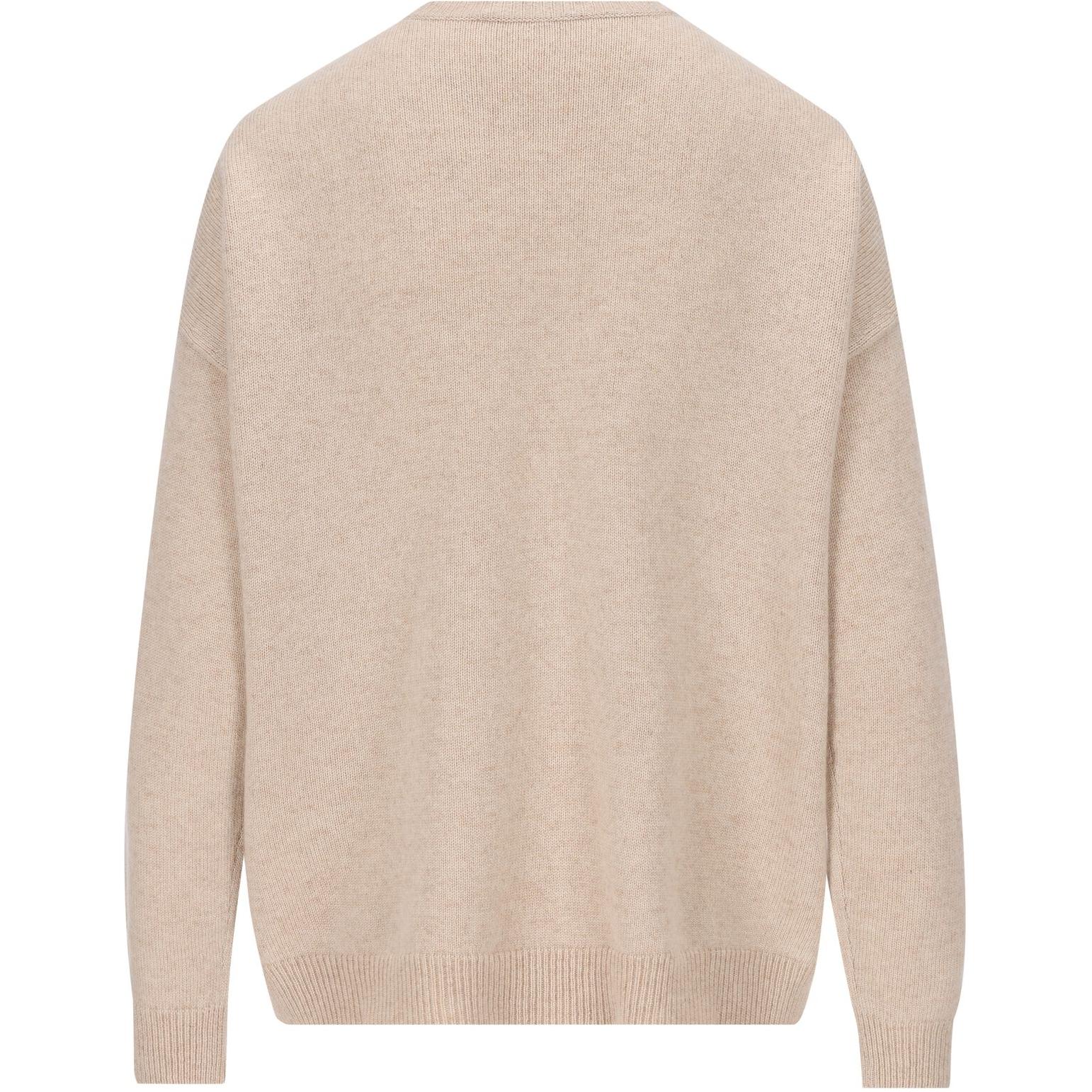 Lookbook 'S Max Mara MaxMara Beige Rhinestone Logo Crewneck Fitted Long Sleeve Sweater Women 2421366232600-032