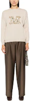 Shop ''S Max Mara MaxMara 米色水鑽徽標修身長袖圓領毛衣 女款 2421366232600-032