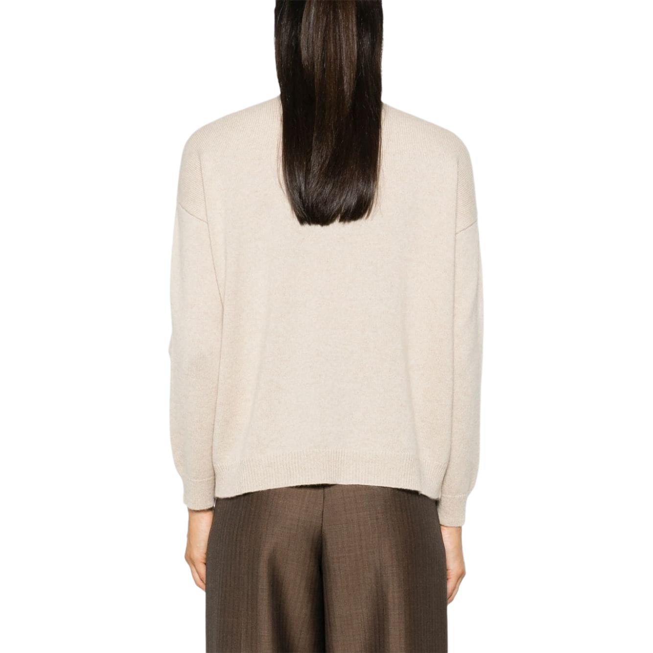 Purchase 'S Max Mara MaxMara Beige Rhinestone Logo Crewneck Fitted Long Sleeve Sweater Women 2421366232600-032