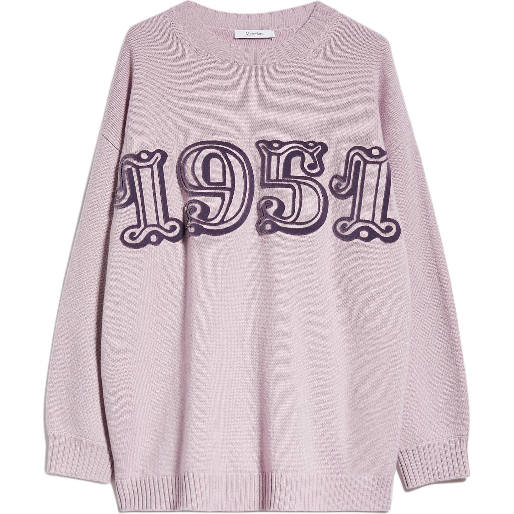 'S Max Mara MaxMara Fido Series Letter Print Crewneck Long Sleeve Sweater Women Purple. 1366073306016-FIDO