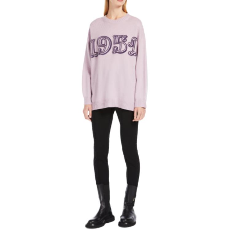 Lookbook 'S Max Mara MaxMara Fido Series Letter Print Crewneck Long Sleeve Sweater Women Purple. 1366073306016-FIDO