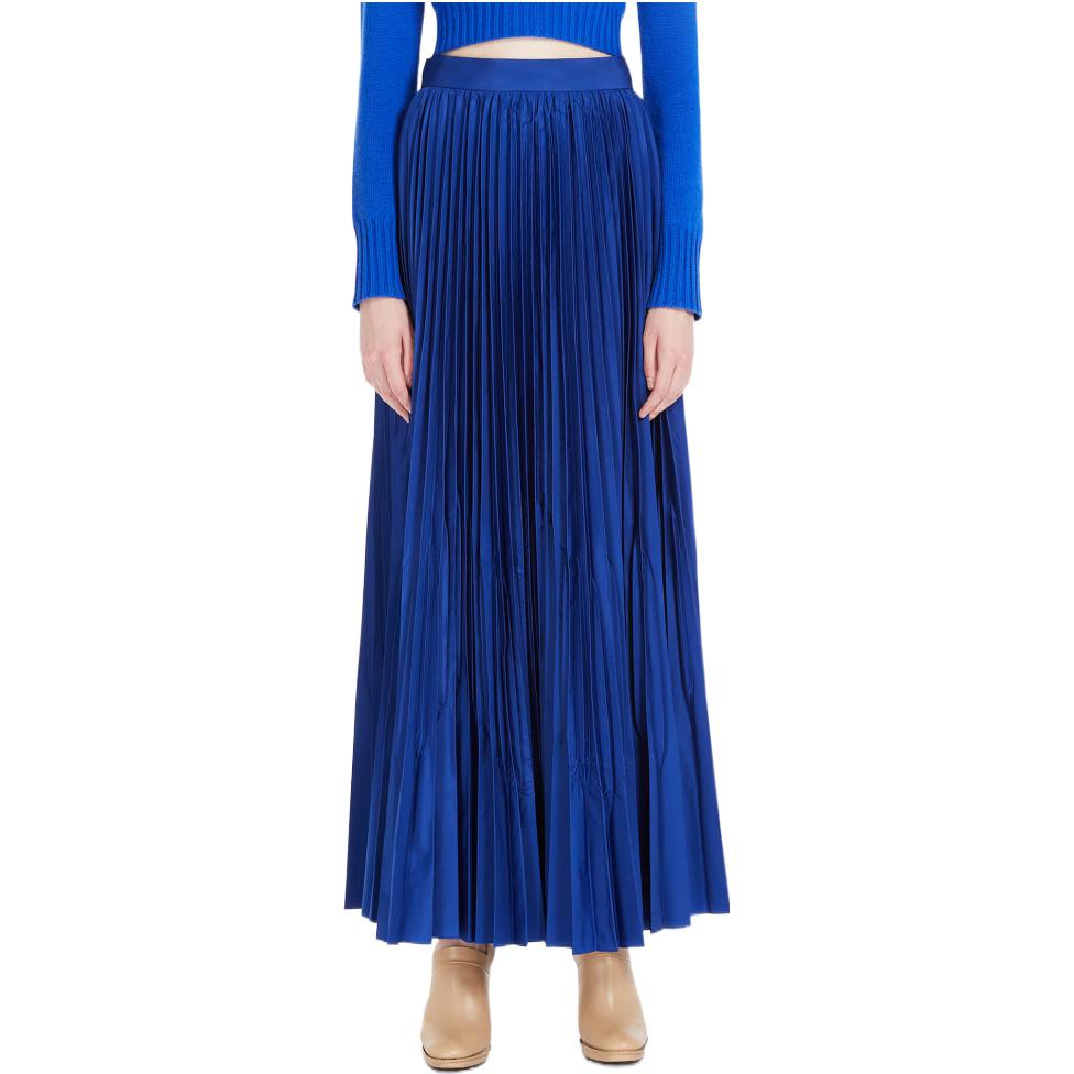 Lookbook 막스마라 맥스마라 하이웨이스트 플리츠 캐주얼 맥시 스커트 블루. 1101033106