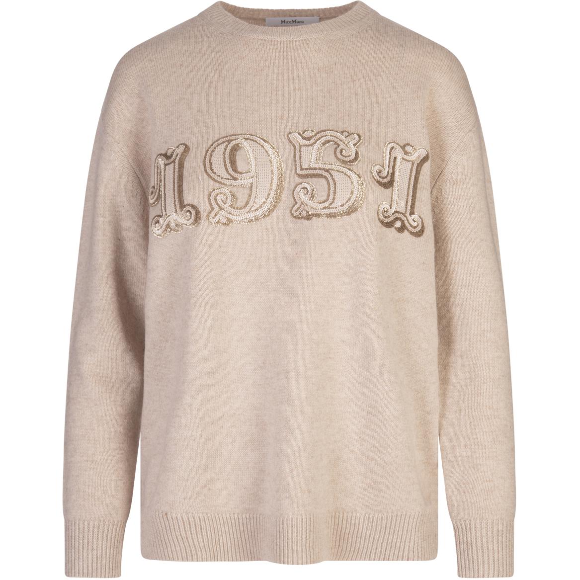 Order 'S Max Mara MaxMara Logo Letter Print Crewneck Long Sleeve Sweater Beige Women 2421366222600-026