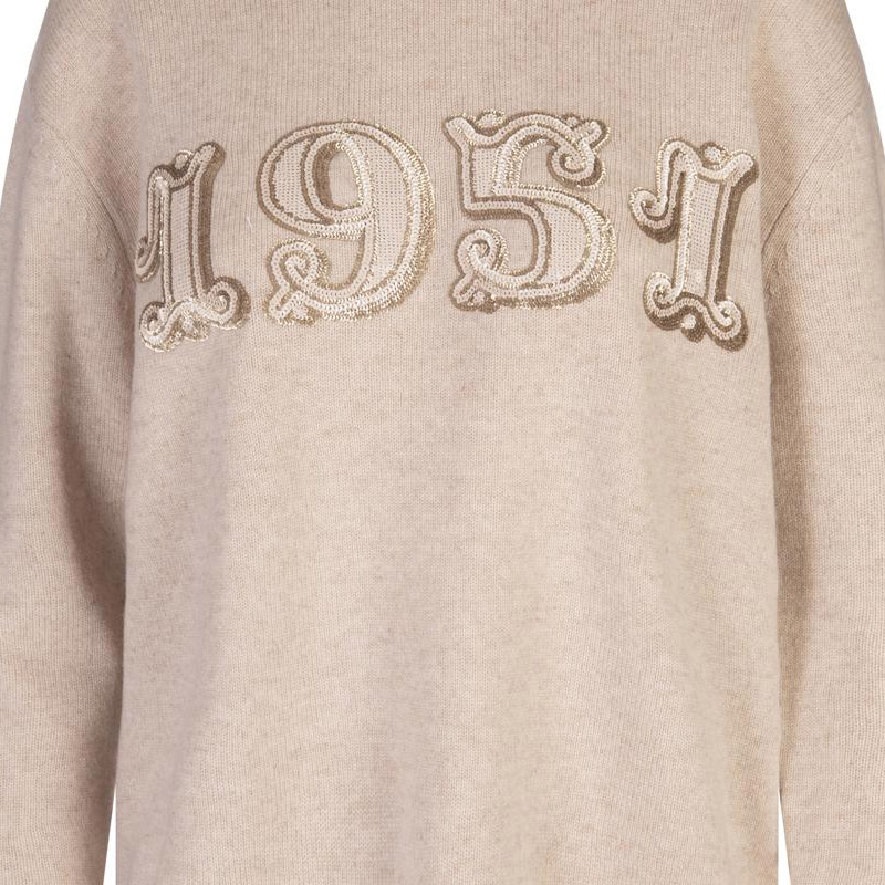 Cheap 'S Max Mara MaxMara Logo Letter Print Crewneck Long Sleeve Sweater Beige Women 2421366222600-026