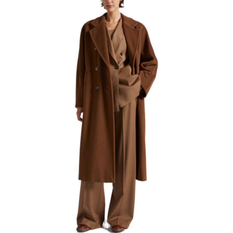 Purchase 'S Max Mara MaxMara Madame 101801 Classic Double-Face Wool Coat in Tobacco Color. 1018012306010-3MADAME