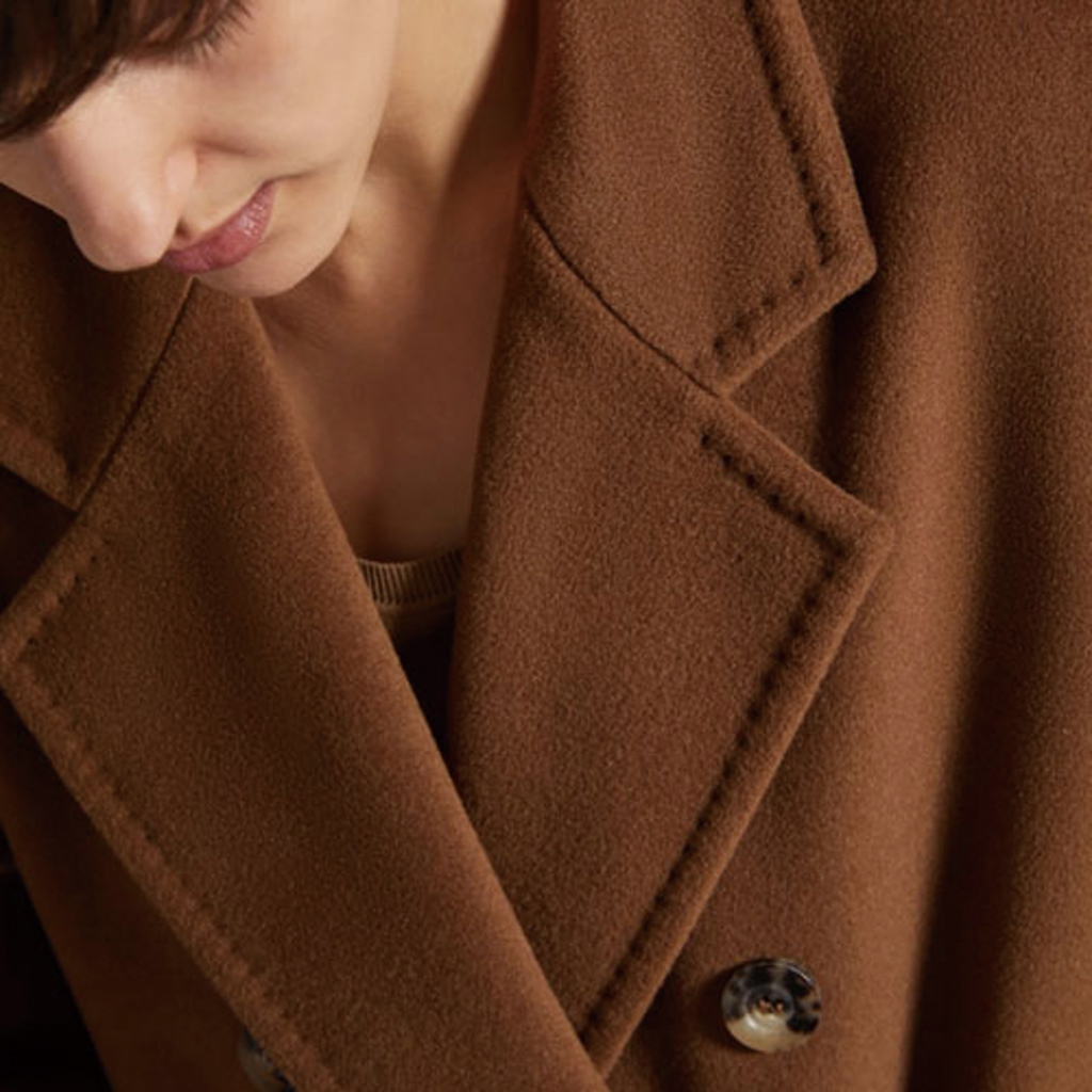 Details for 'S Max Mara MaxMara Madame 101801 Classic Double-Face Wool Coat in Tobacco Color. 1018012306010-3MADAME