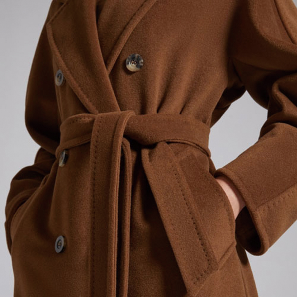 Sizing 'S Max Mara MaxMara Madame 101801 Classic Double-Face Wool Coat in Tobacco Color. 1018012306010-3MADAME