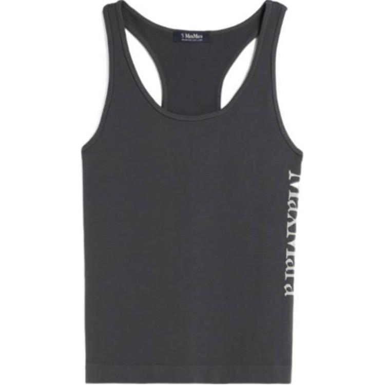 'S Max Mara MaxMara Sleeveless Slim Pullover Tank Top Black Letter Print 9946013906-007