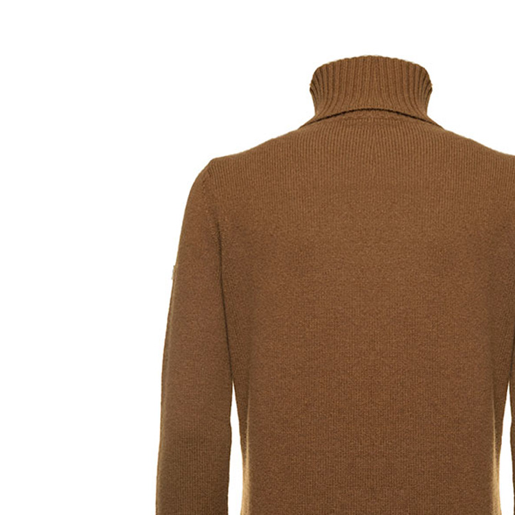 Shop 'S Max Mara MaxMara Solid Color Turtleneck Midi Long Sleeve Dress Brown 13260223650-006