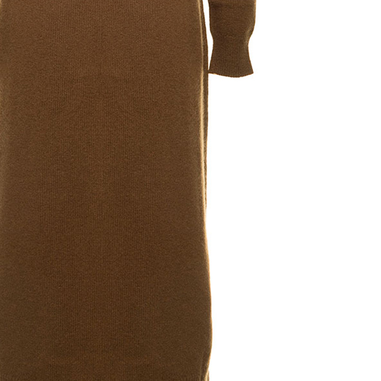 Sizing 'S Max Mara MaxMara Solid Color Turtleneck Midi Long Sleeve Dress Brown 13260223650-006