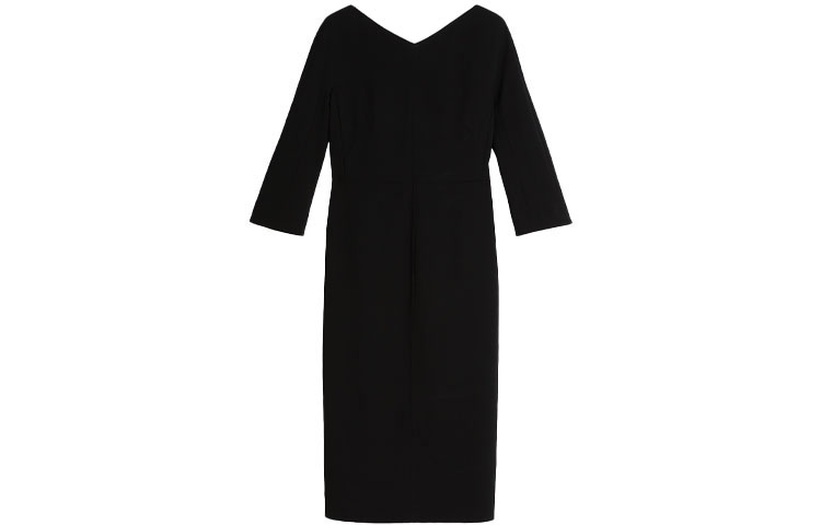 Order 'S Max Mara MaxMara Studio Ponera V-Neck Long Sleeve Black Dress 6226141906001-PONERA