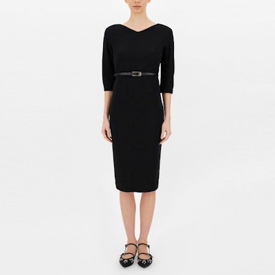 'S Max Mara MaxMara Studio Ponera V-Neck Long Sleeve Black Dress 6226141906001-PONERA Lookbook 'S Max Mara MaxMara Studio Ponera V-Neck Long Sleeve Black Dress 6226141906001-PONERA