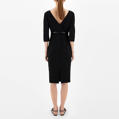 'S Max Mara MaxMara Studio Ponera V-Neck Long Sleeve Black Dress 6226141906001-PONERA Shop 'S Max Mara MaxMara Studio Ponera V-Neck Long Sleeve Black Dress 6226141906001-PONERA