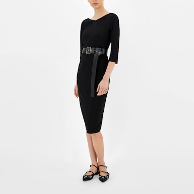 'S Max Mara MaxMara Studio Ponera V-Neck Long Sleeve Black Dress 6226141906001-PONERA Purchase 'S Max Mara MaxMara Studio Ponera V-Neck Long Sleeve Black Dress 6226141906001-PONERA