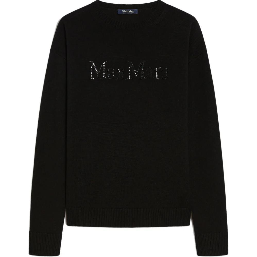 'S Max Mara S MAX MARA  Black Crewneck Pullover Sweater Long Sleeve 2429366163600-009