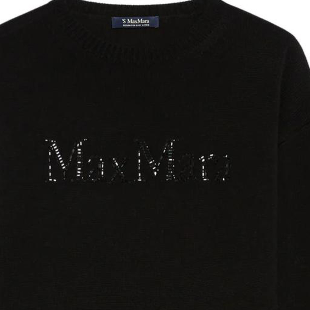 Sizing 'S Max Mara S MAX MARA  Black Crewneck Pullover Sweater Long Sleeve 2429366163600-009