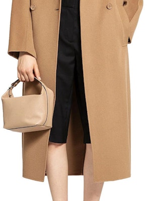 'S Max Mara S MAX MARA Camel Double-Breasted Long Coat with Lapel Collar. 2429016061600-045 1