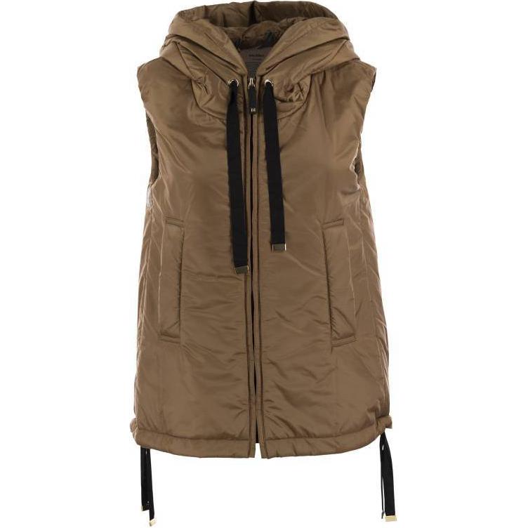 'S Max Mara S MAX MARA  Camel Sleeveless Hoodie Vest with Zipper 2429296014600-051