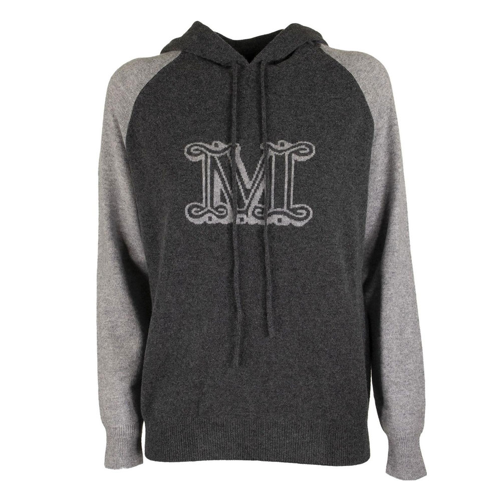 'S Max Mara S Max Mara Colorblock Letter Print Hoodie Men’s Gray Long Sleeve Pullover 13661009650017